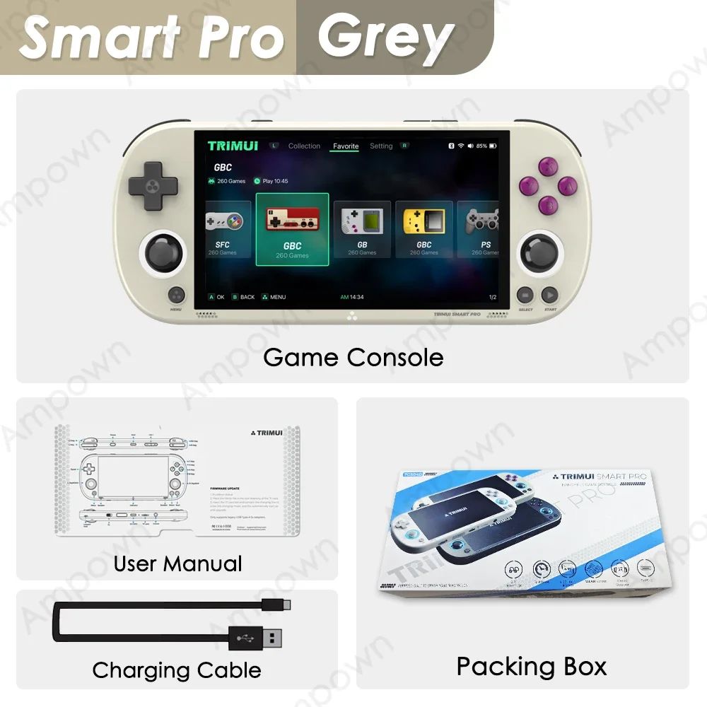 Trimui Smart Pro Console de jogos portátil 4.96" tela IPS Sistema Linux - Shopp Brasil