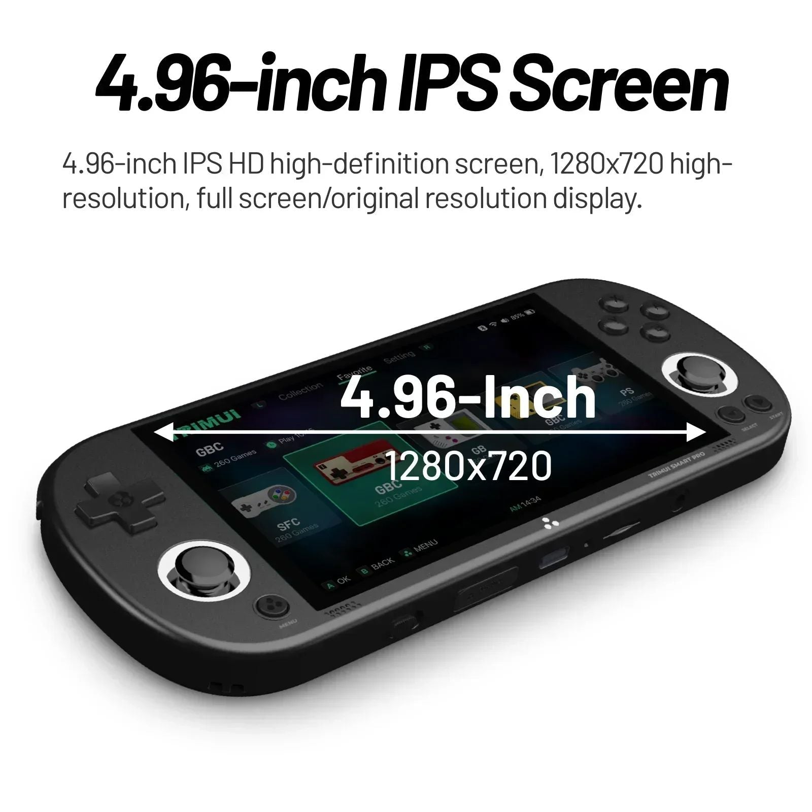 Trimui Smart Pro Console de jogos portátil 4.96" tela IPS Sistema Linux - Shopp Brasil