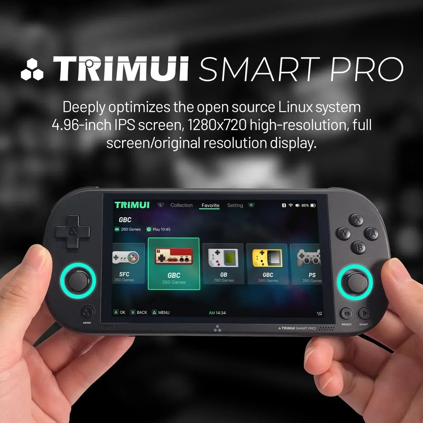 Trimui Smart Pro Console de jogos portátil 4.96" tela IPS Sistema Linux - Shopp Brasil