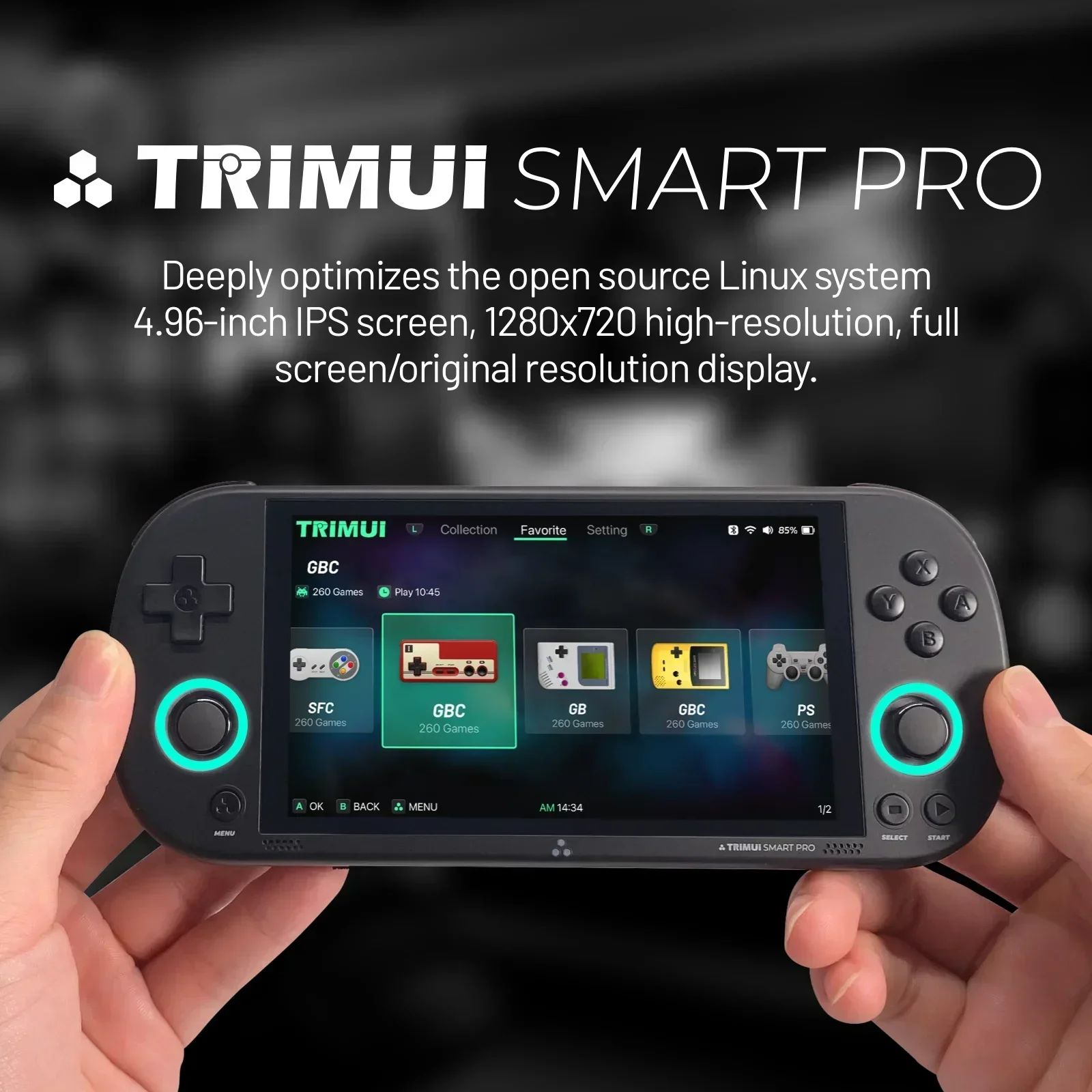 Trimui Smart Pro Console de jogos portátil 4.96" tela IPS Sistema Linux - Shopp Brasil