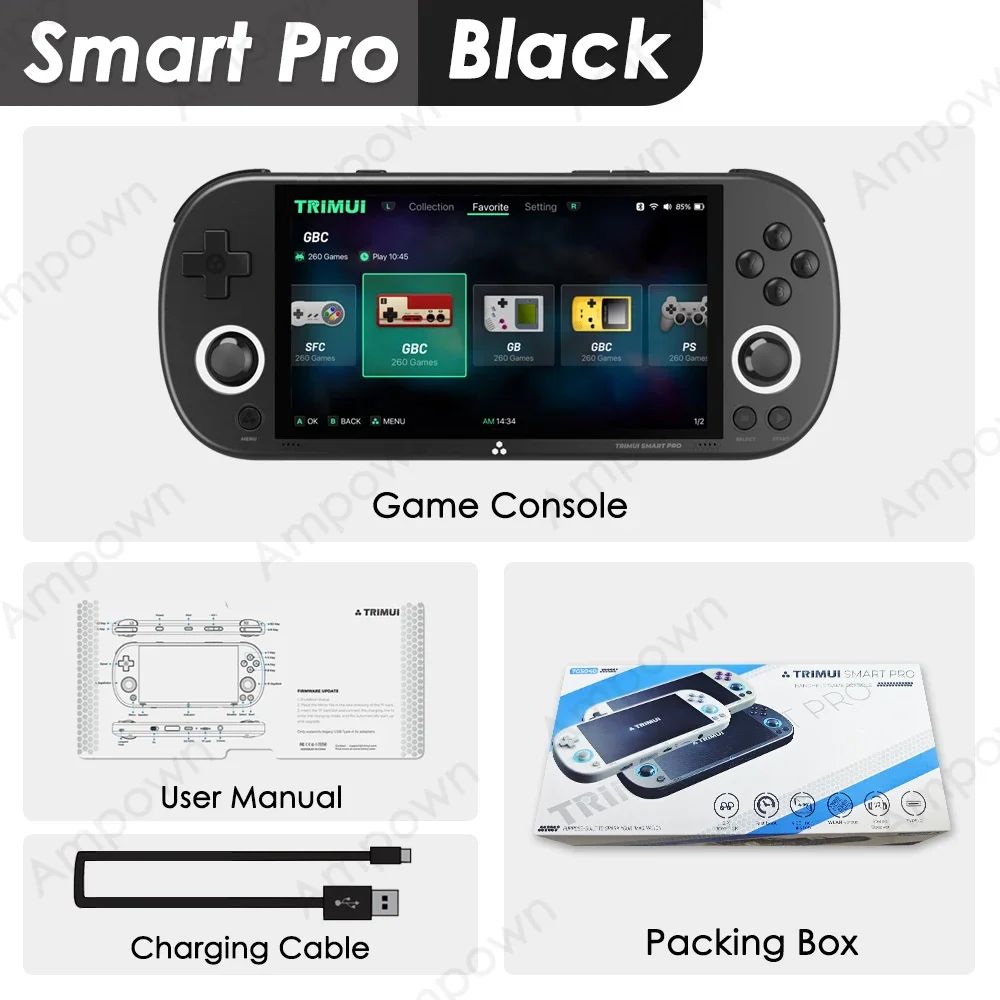 Trimui Smart Pro Console de jogos portátil 4.96" tela IPS Sistema Linux - Shopp Brasil