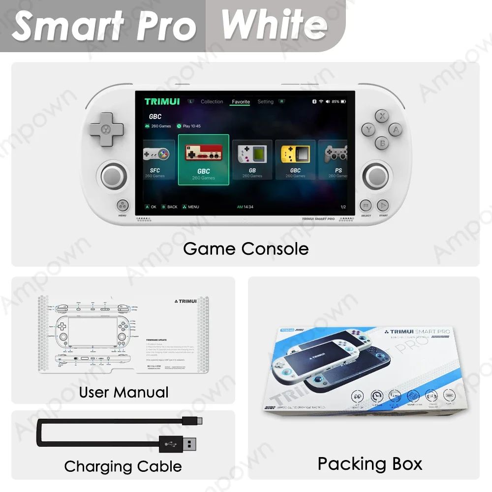 Trimui Smart Pro Console de jogos portátil 4.96" tela IPS Sistema Linux - Shopp Brasil