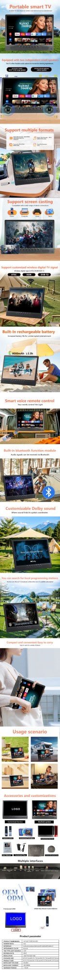 TV Portátil Inteligente de 20 Polegadas FHD HD Android LED com Bateria 12V DC - Shopp Brasil